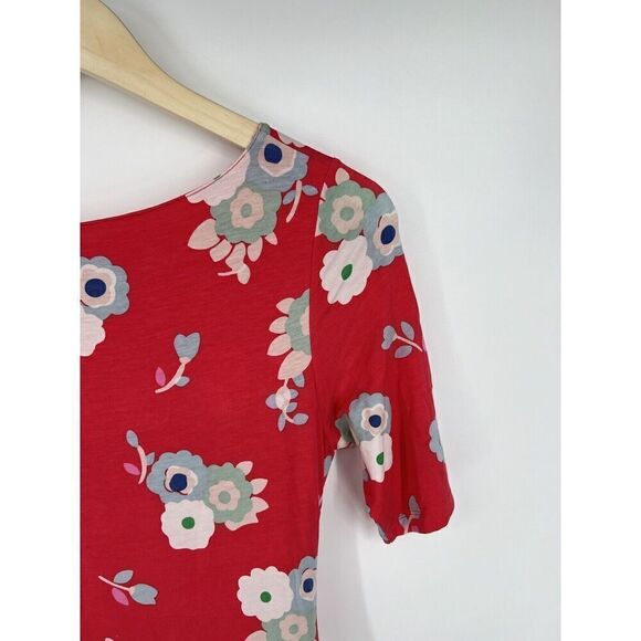 Boden Red Jersey Lined Floral Pencil Dress Short Sleeve Faux Wrap Size 6 - Picture 5 of 5